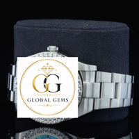 Montre automatique mécanique en acier inoxydable de qualité supérieure, or blanc, moissanite, diamants glacés, verre analogique 20 mm, bracelet en caoutchouc, tendance et scintillante