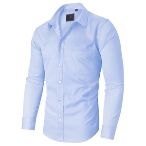 Chemise décontractée en satin 100 % coton perlé extensible, anti-humidité, col boutonné, respirante, infroissable, à prix abordable - Product Image 5