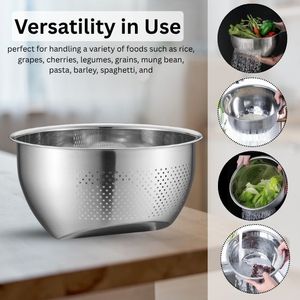 Passoire à riz en acier inoxydable durable et réutilisable, égouttoir latéral pour évier, pour nettoyer fruits, légumes, haricots, ustensile de cuisine polyvalent - Product Image 5