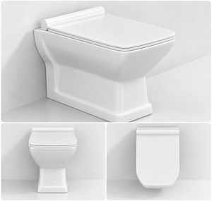 Cuvette de toilette moderne en céramique blanche écologique monobloc à poser au sol avec drainage en S/P - Product Image 3