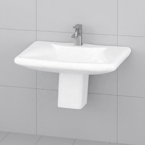 Lavabo mural demi-piedestal en céramique de 9 L, économique, pour centre commercial - Product Image 6