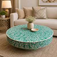 Table basse ronde en os incrusté de style bohème, imperméable, de luxe, faite à la main, mobilier moderne pour salon