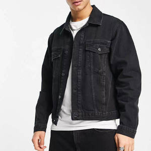 Veste en jean pour homme, coupe classique, délavée foncée, fermeture boutonnée, couleur unie, style décontracté, détails surpiqués, idéale pour l'automne - Product Image 1
