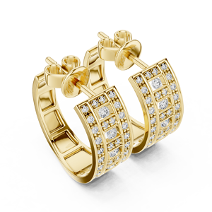 14K 18K <b>Solid</b> Gold Lab Grown Diamond Half <b>Hoop</b> <b>Earrings</b> Round Cut Diamond Screw Back <b>Earrings</b> DEF VVS Fine Jewelry for Womens - Product Image 3