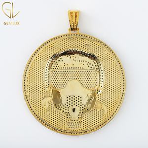 จี้ฮิปฮอปทรงกลมสำหรับผู้ชายเครื่องทดสอบเพชรเม็ดเดี่ยวสีเงิน925ออกแบบได้ตามต้องการ - Product Image 2