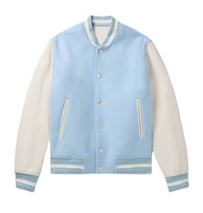 Chaqueta Varsity de Lana Estilo Retro para Hombre con Mangas de Cuero, Diseño de Parches, Ajuste Cómodo para Salidas Casuales de Invierno - Product Image 1