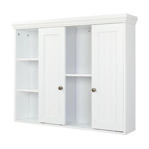 Spedizione gratuita Mobiletto da bagno bianco YJ a doppia anta, mobiletto da parete per bagno - Product Image 3