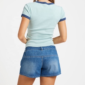 Camiseta Corta para Mujer, Estilo Baby Tee, Ajustada, de Algodón, Manga Corta, Estilo Y2K, Casual, Streetwear, a la Moda - Product Image 2