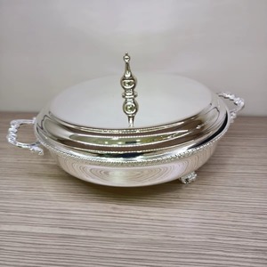 Cacerola Clásica de Acero Inoxidable con Tapa, Plato Redondo de Metal para Servir, Duradero, Solo Lavar a Mano, para Cocinas de Gas e Inducción - Product Image 4