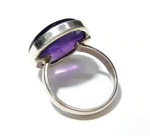 Natural Amethyst <b>Ring</b> 925 Sterling <b>Silver</b> Handmade Round Cabochon Gemstone <b>Ring</b> <b>Adjustable</b> Statement <b>Ring</b> for Women - Product Image 2