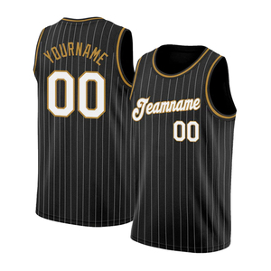 Camiseta de Baloncesto Personalizada de los Golden State, Negra con Rayas Finas, sin Mangas, Impresión por Transferencia de Calor, Unisex, para Adultos - Product Image 1