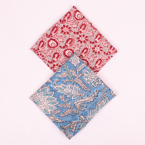 Paisley Block Print Handmade Cotton <b>Square</b> <b>Scarf</b> Floral Print Skin-Friendly Boho Style Hair Bandana Unisex & Pets - Product Image 3