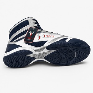 Premium Quality 2026 Best Selling VIKY INDUSTRIES Boxing Shoes Lace-Up <b>Mesh</b> Breathable High <b>Top</b> Navy Blue <b>Silver</b> - Product Image 4