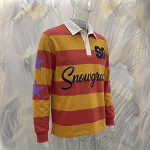 Maillot de rugby Snowgrace à manches longues, motif rayé, col rabattu, coupe classique, vêtements unisexes pour adultes - Product Image 2