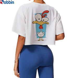 Camiseta Personalizada de Alta Calidad para Mujer, Camisetas Bonitas de Verano, Top Corto de Punto con Estampado, Camiseta Holgada de Manga Corta y Transpirable - Product Image 6