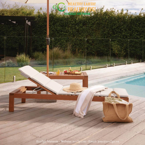 ECO2GO VIETNAM Tumbona Plegable de Madera para Exteriores, Elegante Tumbona Reclinable con Listones, Diseño de Contorno Único para Uso en Hoteles junto a la Piscina - Product Image 3