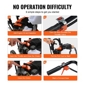 Coltivatore da Giardino a Benzina 43CC a 2 Tempi con Denti Anteriori Regolabili in Acciaio per Coltivazione di Prati e Campi - Product Image 6