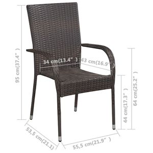 Set di 4 Sedie da Pranzo in Rattan PE Marrone con Struttura in Acciaio Verniciato a Polvere, Collezione Sedie da Giardino - Product Image 5