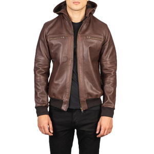 Chaqueta de aviador de cuero genuino negra para hombre, estilo cuello vuelto, a prueba de viento e impermeable, estilo vintage para invierno. - Product Image 3