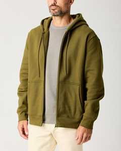 Sudadera con capucha y cremallera completa para hombre, corte ajustado, forro polar suave al tacto, ropa exterior informal - Product Image 1