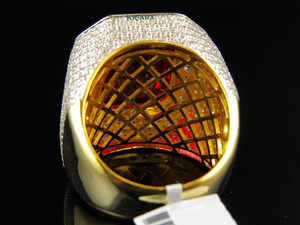 Bague Cocktail Homme en Argent 95% et Or 18K Rempli, Moissanite Taille Émeraude, Sertissage Pavé, Style Géométrique de Luxe - Product Image 4