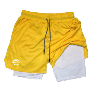Men Double <b>Layer</b> Fitness Shorts Men Fitness Gym Training 2 in 1 Sports Shorts Quick Dry Workout Jogging Double Deck Summer - Product Image 2