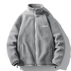 Clothing Manufacturer Custom Winter Sherpa Outfit Heavyweight Patchwork Fleece <b>Zip</b>-<b>Up</b> <b>Jacket</b> for High Quality <b>Jacket</b> - Product Image 3