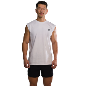 Débardeur blanc vintage à motifs pour homme, coupe oversize, sans manches, pour la gym, l'entraînement, la musculation, la remise en forme, vente en gros OEM en vrac - Product Image 1