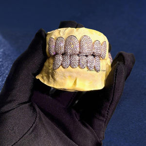 Grillz de Moissanita Chapados en Oro Rosa VVS, Juego Completo de Capas Dentales Iced Out, de Plata de Ley 925, Set de Dientes de Moda - Product Image 4