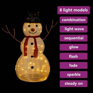 Figurine de bonhomme de neige de Noël en tissu de luxe de 3 pieds avec éclairage LED pour décorations de fêtes - Product Image 4