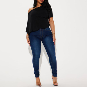Women's Off-Shoulder Solid Color Bodysuit Short Sleeve Stretch Casual Shirt Full Length Skinny Fit Spandex Polyester Women Suit - Product Image 5