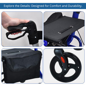 Deambulatore in Alluminio Leggero per Persone con Mobilità Limitata, Ausilio per la Mobilità Regolabile e Confortevole per Uso Esterno - Product Image 5