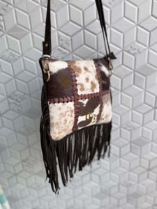 Último Diseño de Bolso Bandolera de Cuero de Vaca con Flecos y Parches, Estilo Bohemio, para Mujer - Product Image 2