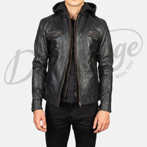 เสื้อแจ็คเก็ตหนังสีดำสำหรับผู้ชาย หนังแกะแท้ ทรงเข้ารูป สำหรับฤดูใบไม้ร่วงและฤดูหนาว สไตล์ลำลองแบบนักแข่ง  สำหรับใส่ขี่มอเตอร์ไซค์ - Product Image 6