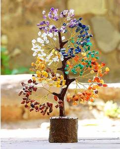 Arbre de Vie 7 Chakras Naturel Fait Main avec 300 Perles en Pierres Précieuses et Cristaux, Décoration en Fil Métallique, Cadeau de Guérison - Product Image 1