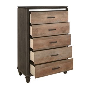 Cassetti in legno stile rustico moderno 1 pezzo cassettiera 5x con finitura bicolore per mobili camera da letto - Product Image 3