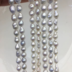 Perles de culture d'eau douce baroques blanches AA, 5,5-6,5 mm, 6-9 mm, brin en vrac naturel pour la fabrication de bijoux en gros - Product Image 1