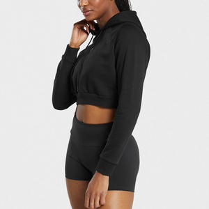 Sweat-shirts à capuche courts pour femmes OEM/ODM, nouvelle collection, 100% coton molletonné, hiver, avec cordon de serrage, par Star Crystal Enterprises - Product Image 2