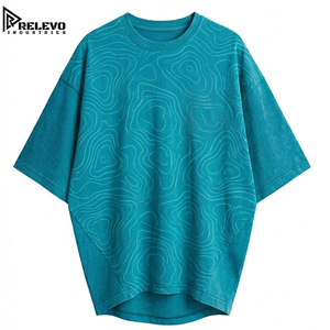 เสื้อยืดพรีเมียมผู้ชายลายกราฟิกสีเขียวอมฟ้า ทรงวินเทจ ผ้าหนา 100% คอตตอน ทรงหลวม แขนยาว - Product Image 1