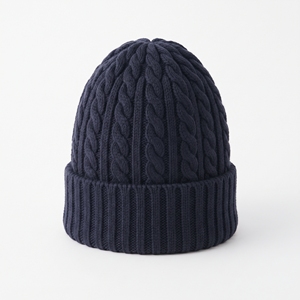 Bonnet en laine acrylique personnalisé chaud, bleu marine, tricoté, épais, unisexe, pour l'hiver, doux, pour les activités de plein air - Product Image 3