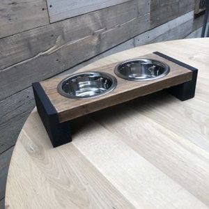 Bol à nourriture pour chien en bois multifonctionnel, station d'alimentation surélevée avec bols en acier inoxydable amovibles pour un nettoyage facile - Product Image 1