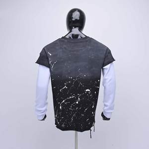 T-shirt Streetwear Oversize de Haute Qualité à Manches Courtes et Longues, Effet Vieilli Superposé, avec Logo Personnalisé, Style Urbain - Product Image 3