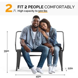 Vintage Mid Century Indoor/Outdoor Dining <b>Bench</b> <b>Metal</b> Industrial Entryway <b>Bench</b> Patio S-Style Table for Porch Patio Entryway - Product Image 5