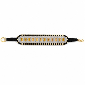 Bracelet de luxe fait main en argent sterling 925 plaqué or avec citrine naturelle et diamant pour femme - Cadeau idéal pour mariage et soirée - Product Image 1