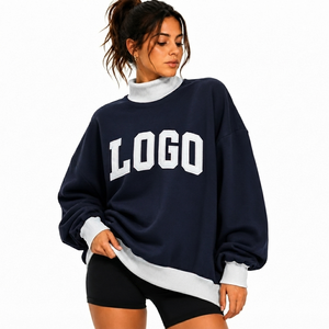 เสื้อสเวตเชิ้ตคอเต่า แขนยาว ผ้าคอตตอน/โพลีเอสเตอร์ผสม นุ่ม ระบายอากาศดี ไม่บุซับใน ดีไซน์ทันสมัยสำหรับผู้หญิง - Product Image 1
