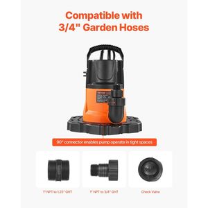 0.66 HP 3200 GPH 25 ft Cordon Pompe de couverture de piscine automatique Pompe de natation submersible Catégorie de produit Pompes de piscine - Product Image 6