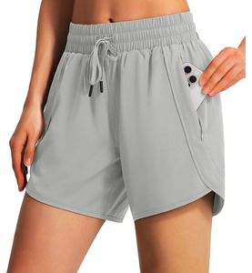 Shorts de sport décontractés pour hommes, en tissu éponge, séchage rapide, anti-plis, brodés, avec ourlet fendu, taille haute élastique, respirants et amples - Product Image 1