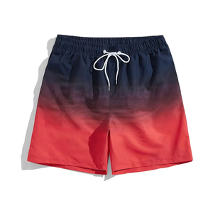 Short de bain dégradé rouge pour homme, séchage rapide, cordon de serrage, taille élastique, décontracté, 100 % polyester, longueur courte - Product Image 1