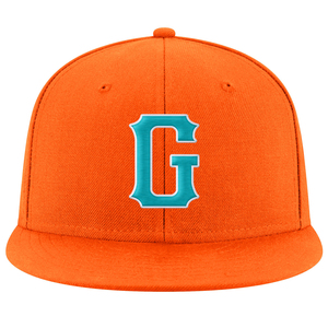 Gorra de Béisbol Naranja de 6 Paneles con Bordado 'G' Turquesa en el Panel Frontal, Ajustada, Unisex, Estilo Casual para Primavera/Verano - Product Image 4