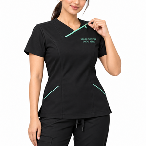 Conjuntos de Uniformes Médicos para Enfermeras, Tejido Elástico de Poliéster/Spandex, Ecológicos, Cuello en V, Pantalones y Blusa, Personalizables con la Marca - Product Image 5